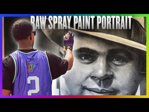 Paint with me! Raw Al Capone Portrait | Spray Paint Mural